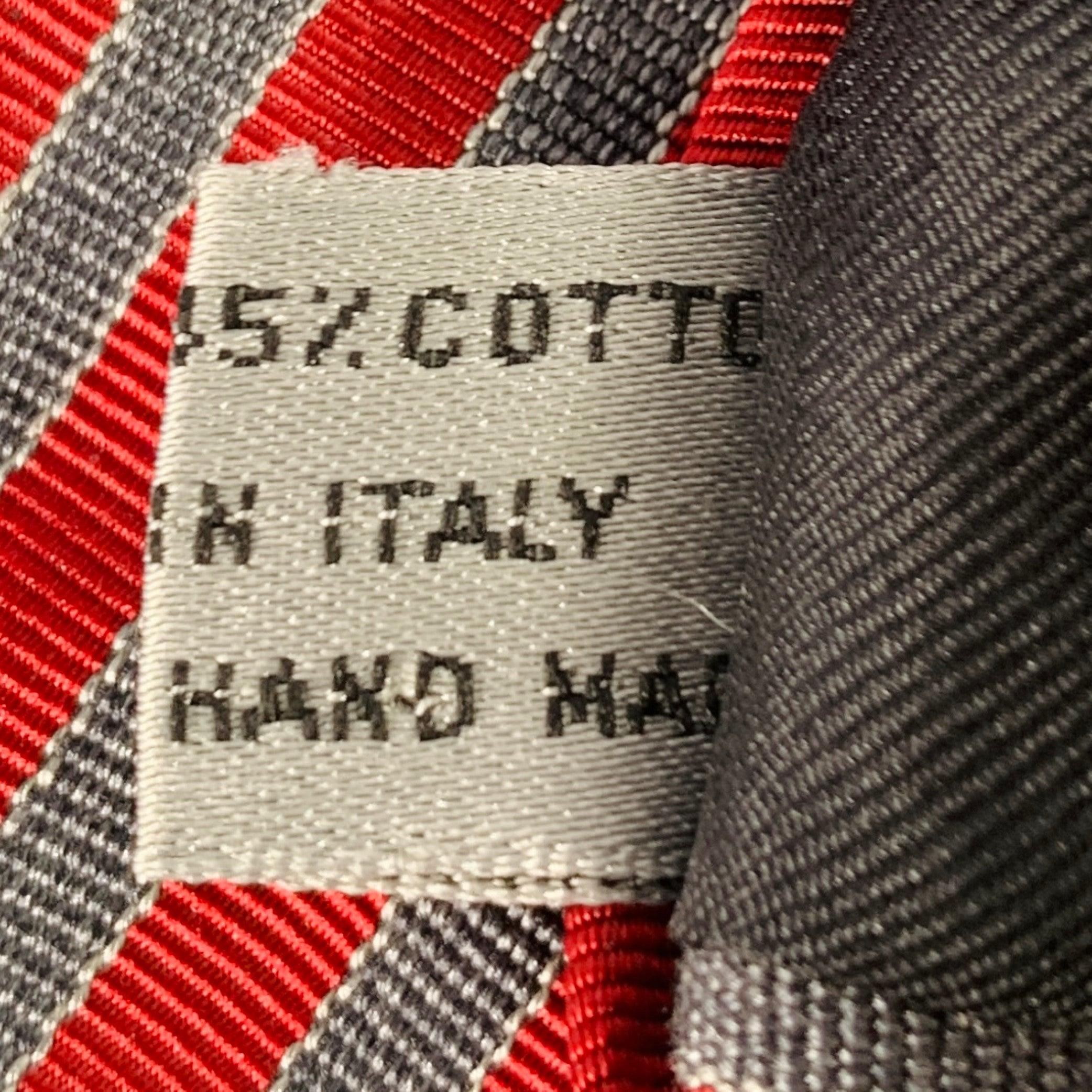 Uomo Dior Homme - Cravatta in seta e cotone a righe diagonali grigio bordeaux in vendita