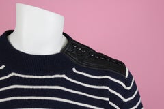 Dior Homme by Hedi Slimane Striped Sweater with Leather Buttons, AW06, Size L