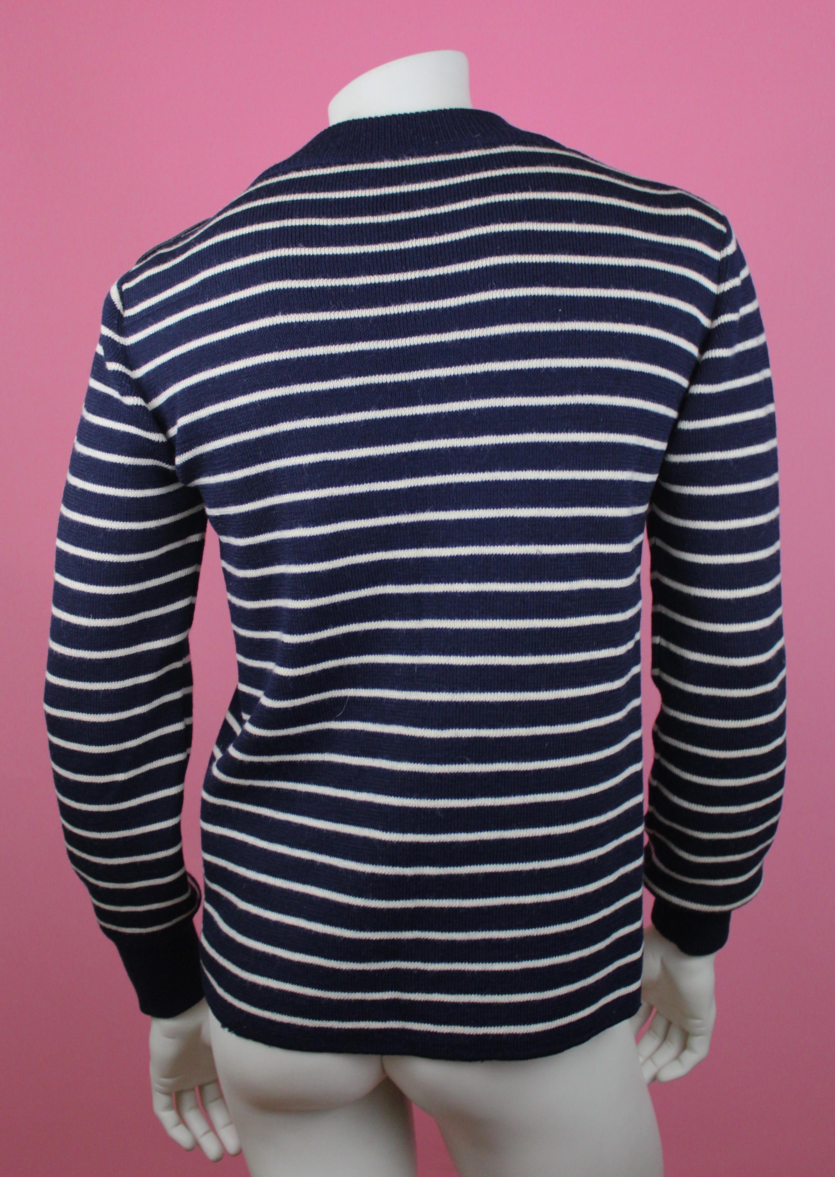 Men's Dior Homme by Hedi Slimane Striped Sweater with Leather Buttons, AW06, Size L  For Sale