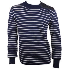 Dior Homme by Hedi Slimane Striped Sweater with Leather Buttons, AW06, Size L