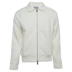 Dior Homme Cream Embroidered Cotton Blend Zip Front Jacket L