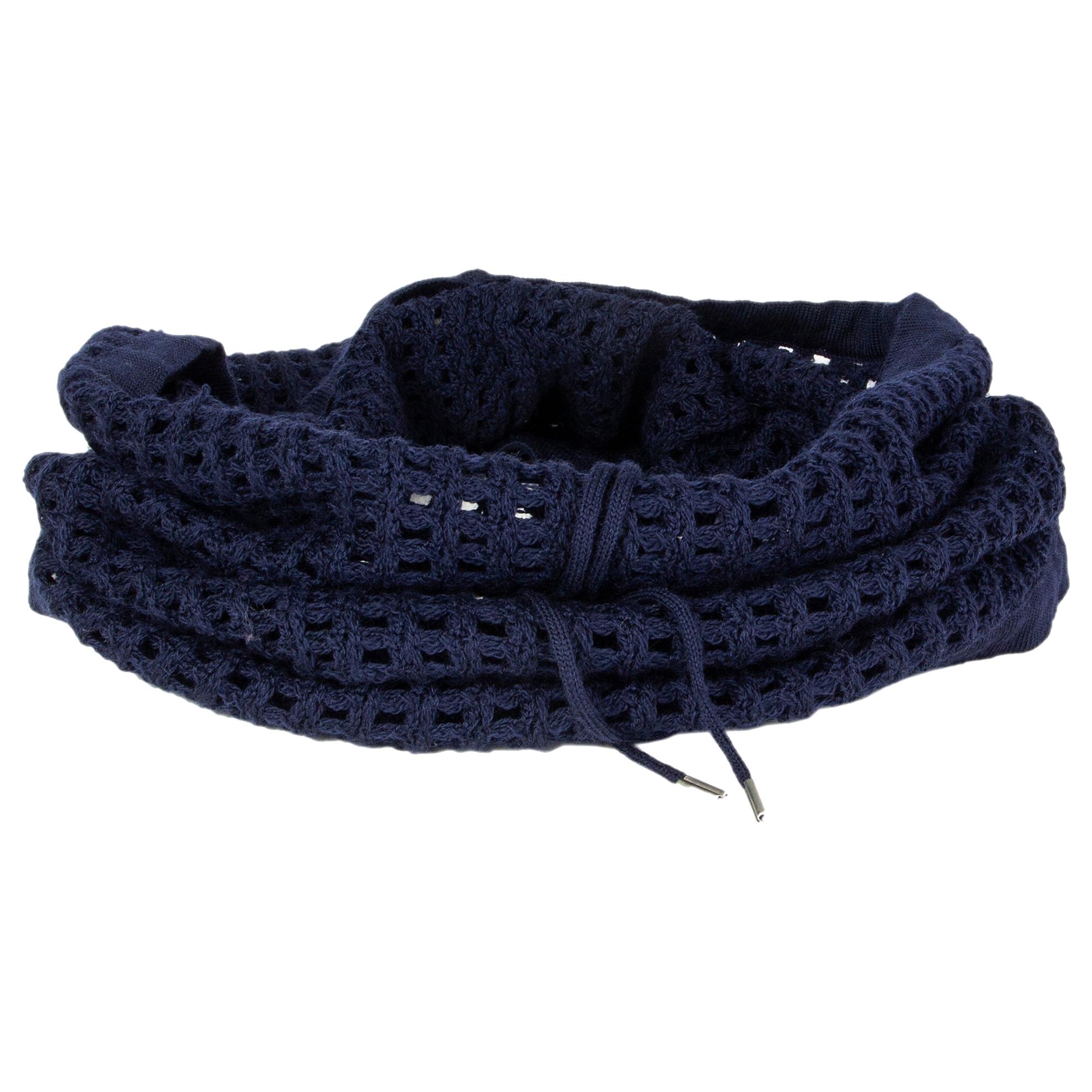 DIOR HOMME dark blue wool DRAWSTRING CROCHET TUBE Scarf For Sale at 1stDibs  | dior tube scarf