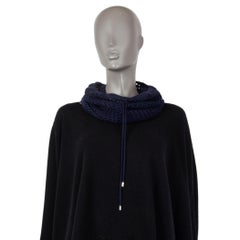 DIOR HOMME dark blue wool DRAWSTRING CROCHET TUBE Scarf