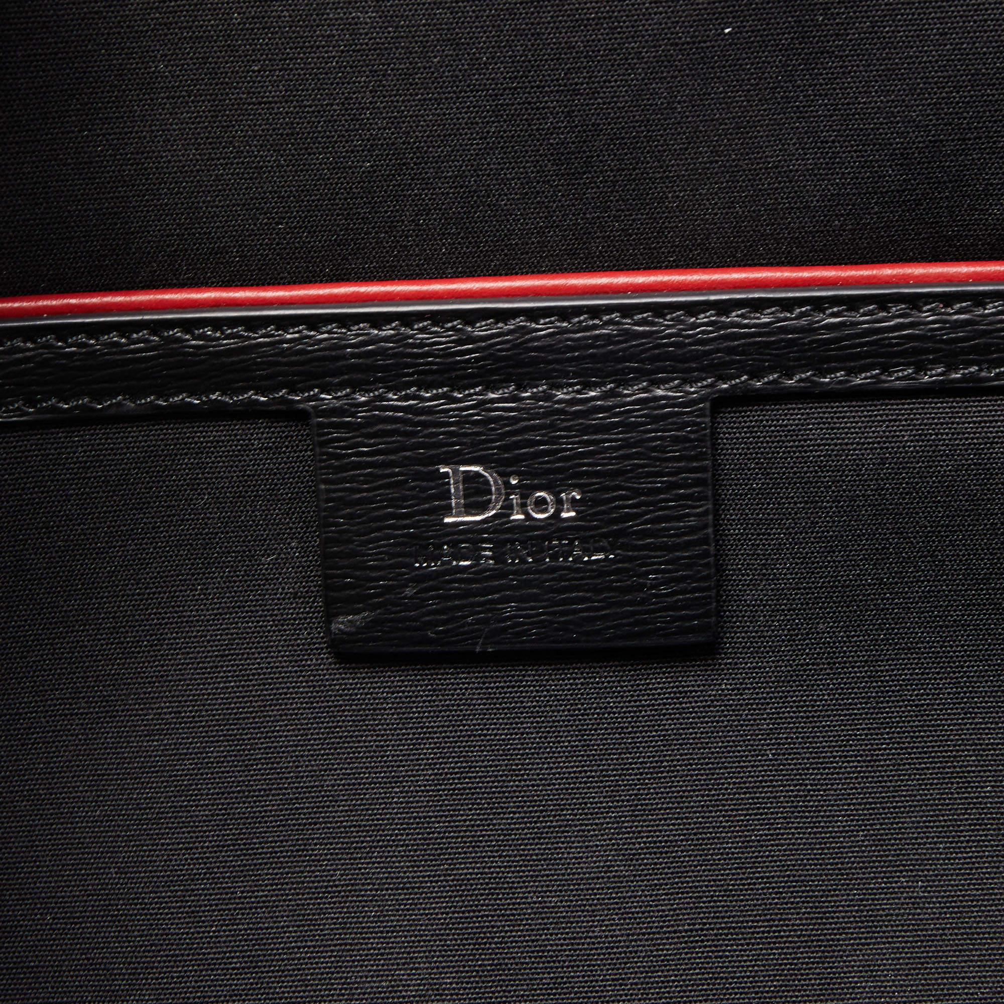 Dior Homme Dark Grey Stitched Print Oblique Coated Canvas Rider Sling Bag 2