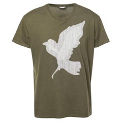 Dior Homme Camiseta cuello redondo de algodón con apliques verdes L