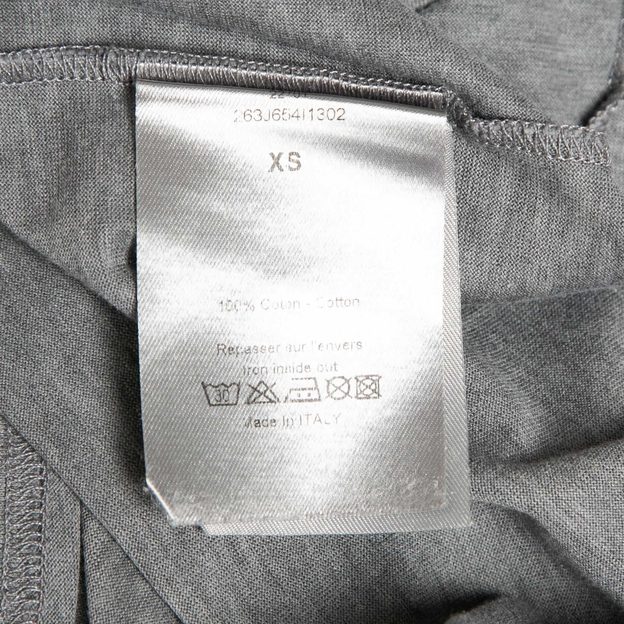 Dior Homme Grey Printed Cotton Jersey T-Shirt XS For Sale 1