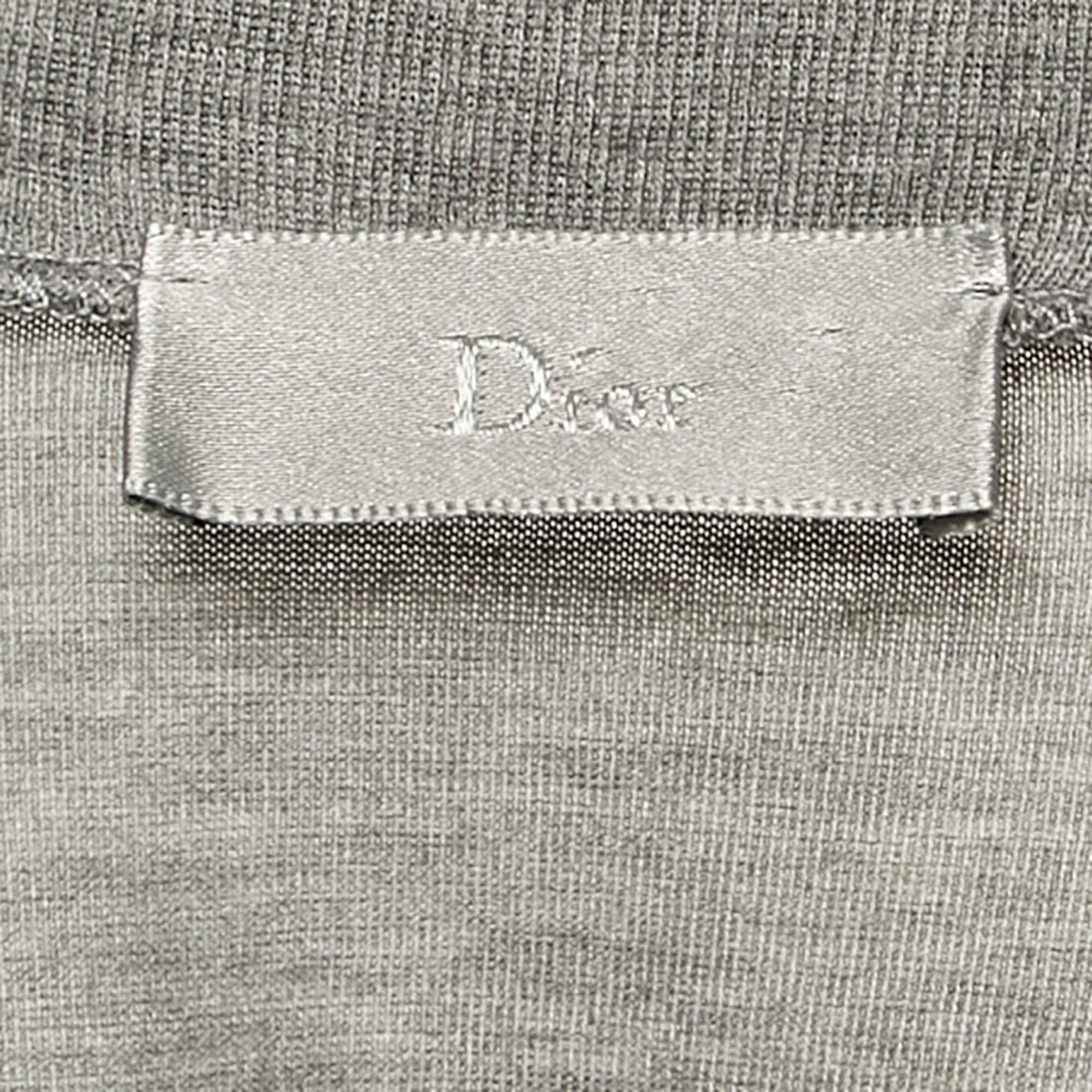 Dior Homme - Maglietta con scollo a V in jersey stampato grigio S.I.V.A. In condizioni buone in vendita a Dubai, Al Qouz 2