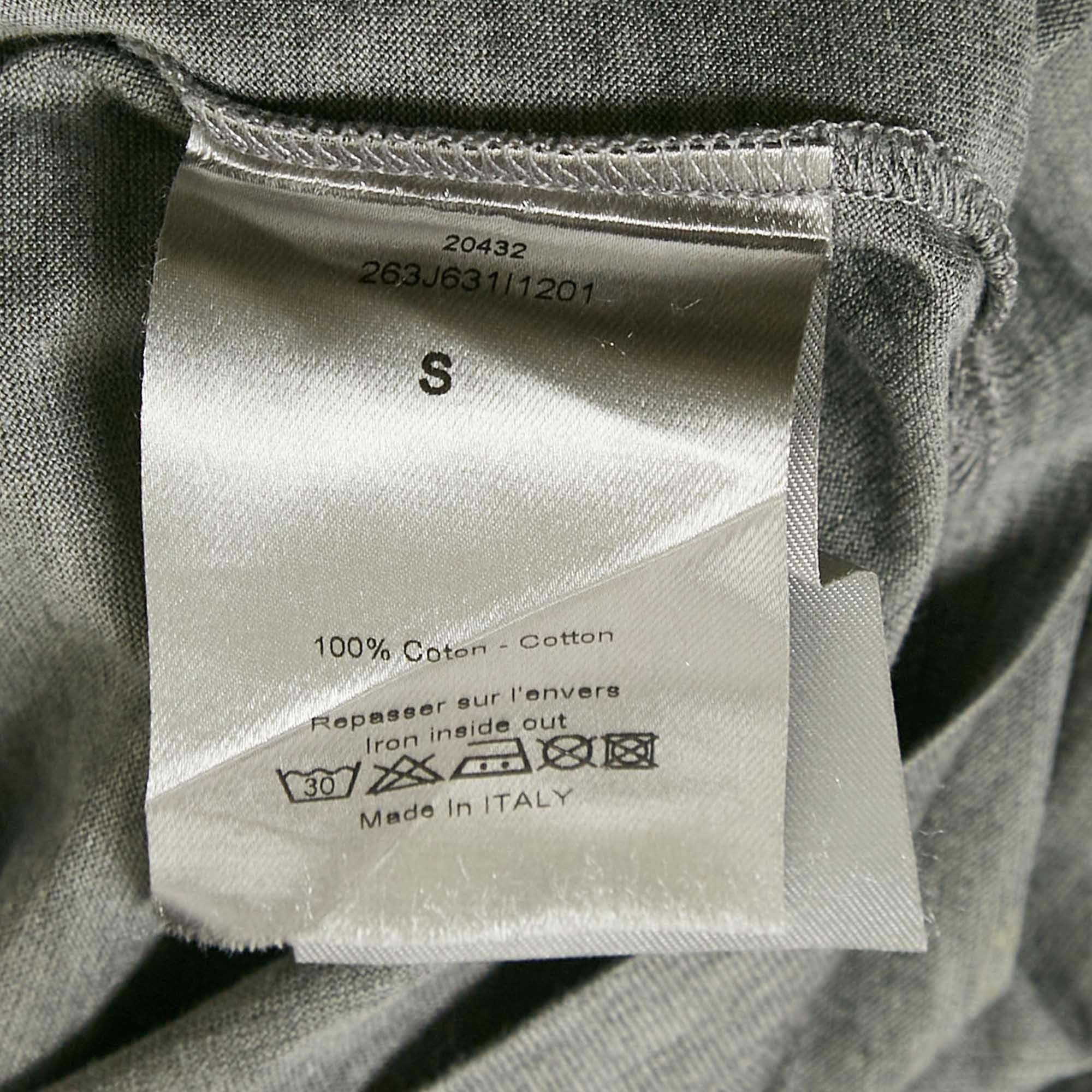 Uomo Dior Homme - Maglietta con scollo a V in jersey stampato grigio S.I.V.A. in vendita