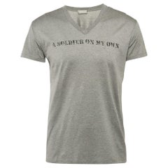 Dior Homme - Maglietta con scollo a V in jersey stampato grigio S.I.V.A.
