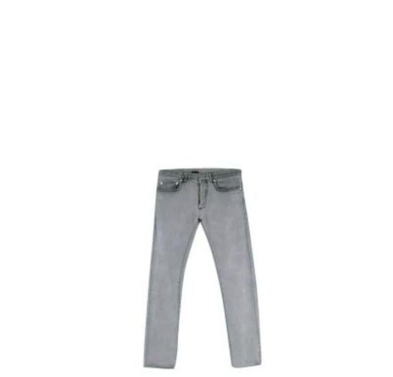 Dior Homme Grey Straight Leg Jeans

- grey classic straight leg fit
- 3 front pockets including a watch pocket. 
- 2 back pockets. 

Made in Italy. 
Wash separately. 
Condition 9.5/10.

PLEASE NOTE, THESE ITEMS ARE PRE-OWNED AND MAY SHOW SIGNS OF
