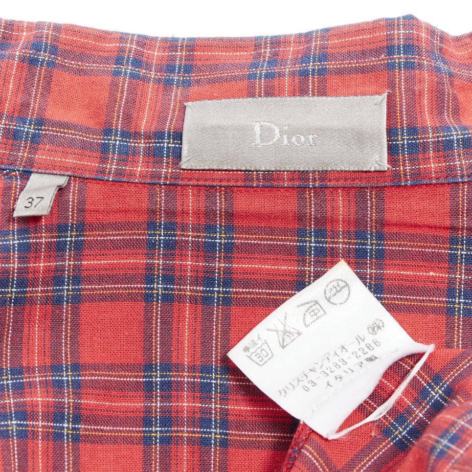 DIOR HOMME Hedi Slimane 2006 red plaid cotton slim fit shirt EU37 XS For Sale 3
