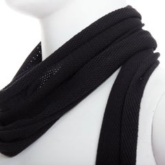 DIOR HOMME Hedi Slimane black cotton mesh skinny long wrap scarf