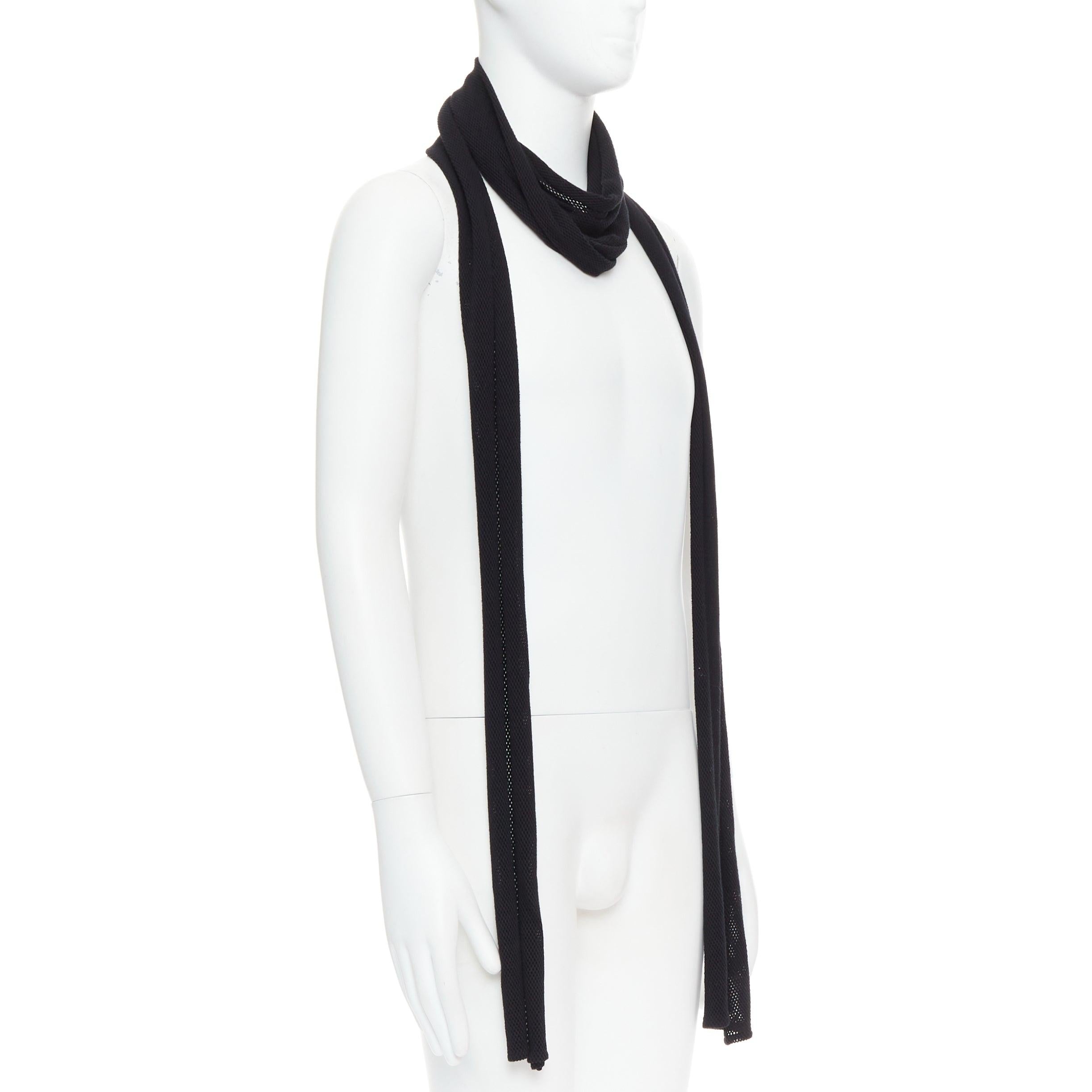 Black DIOR HOMME Hedi Slimane black cotton mesh skinny long wrap scarf