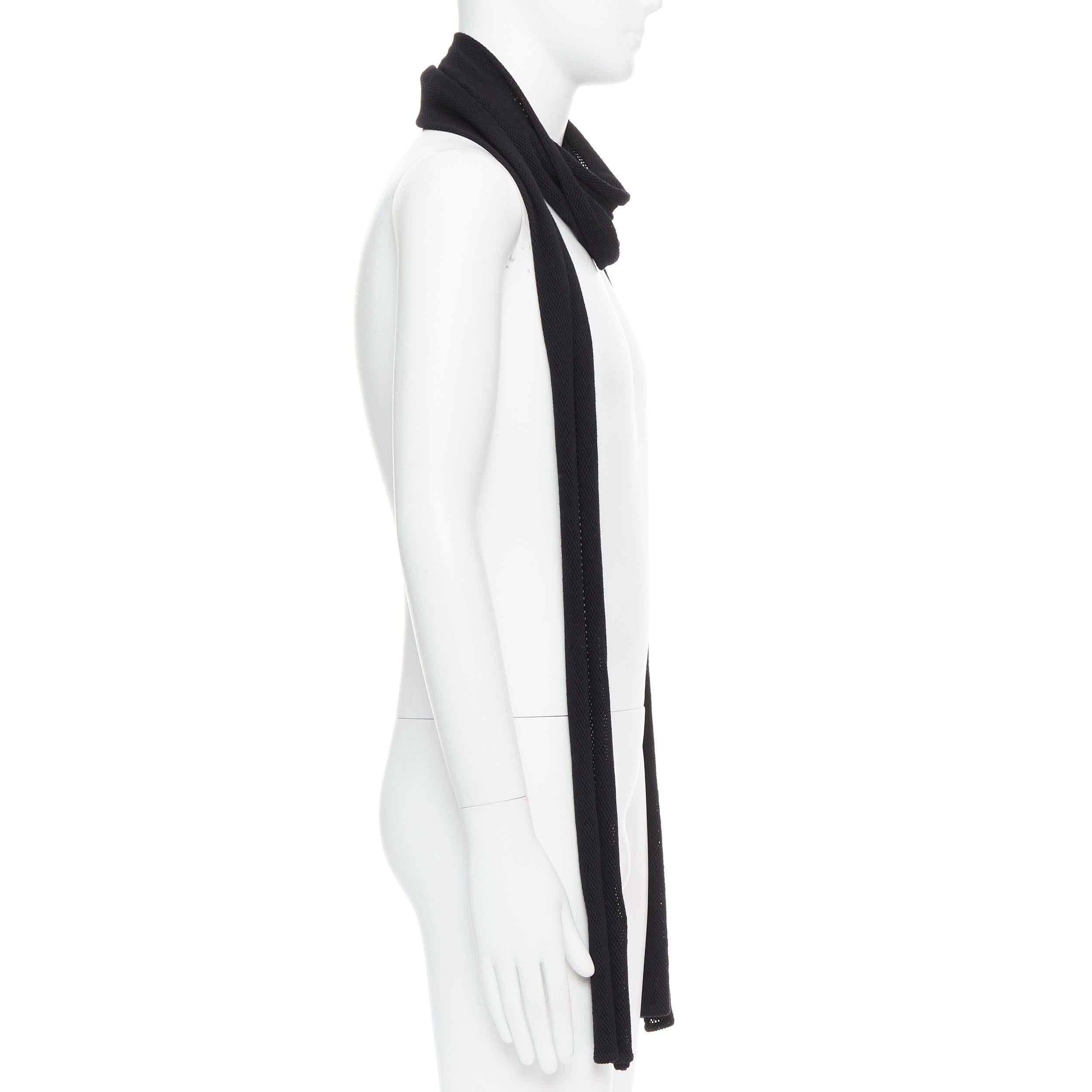 DIOR HOMME Hedi Slimane black cotton mesh skinny long wrap scarf In Excellent Condition In Hong Kong, NT