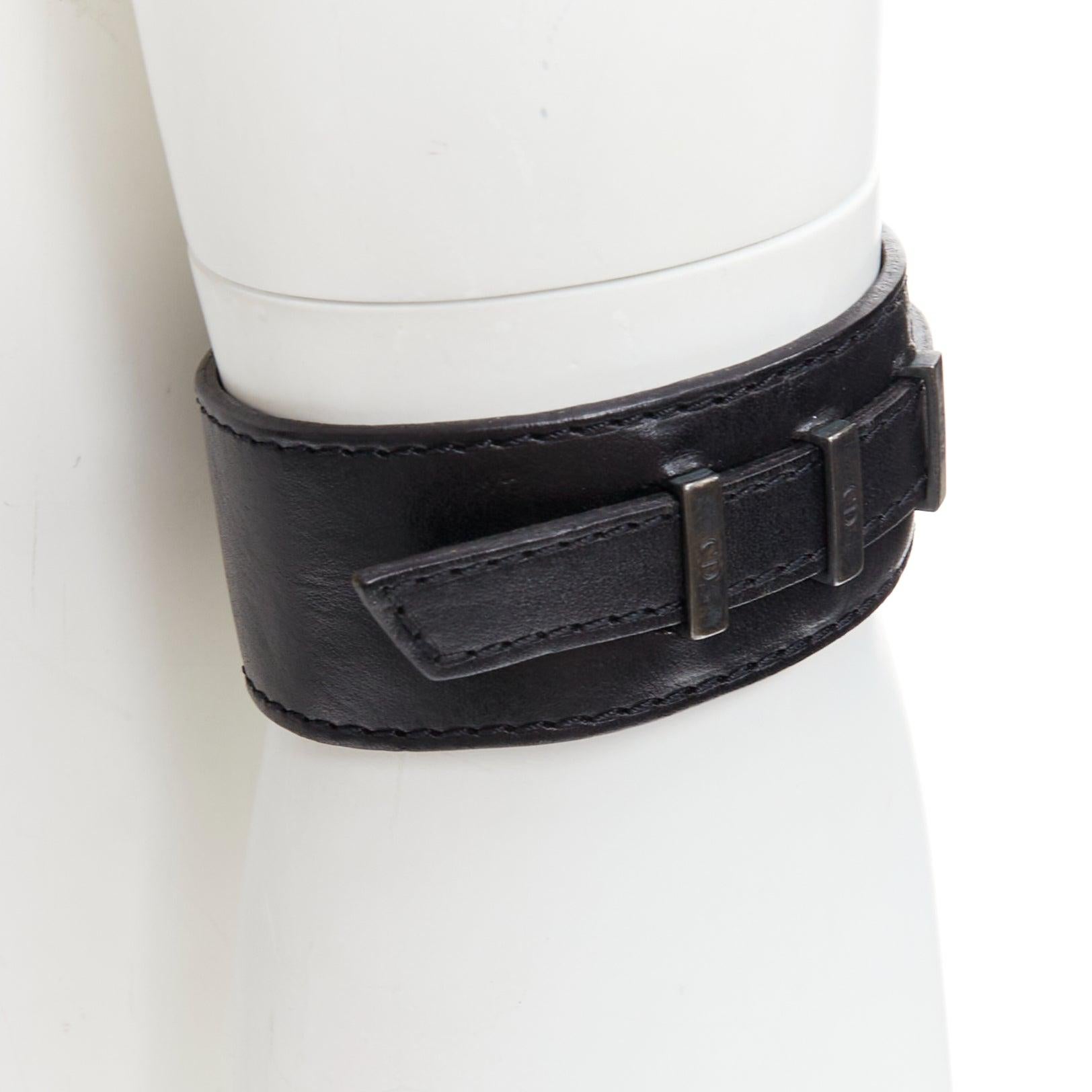 Men's DIOR HOMME Hedi Slimane black leather CD logo loop through cuff