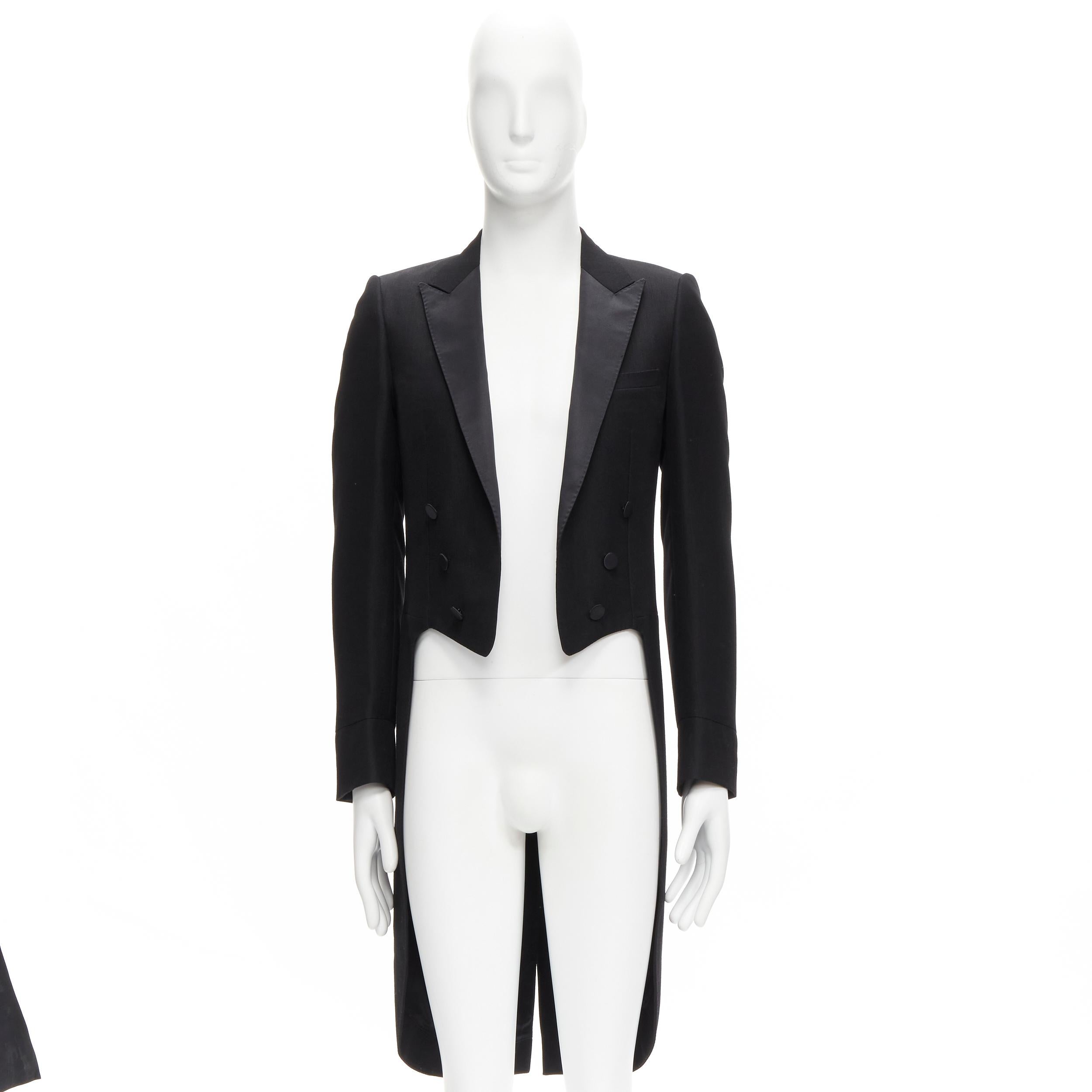 DIOR HOMME Hedi Slimane black peak satin lapel tuxedo tailcoat jacket FR46 S 6