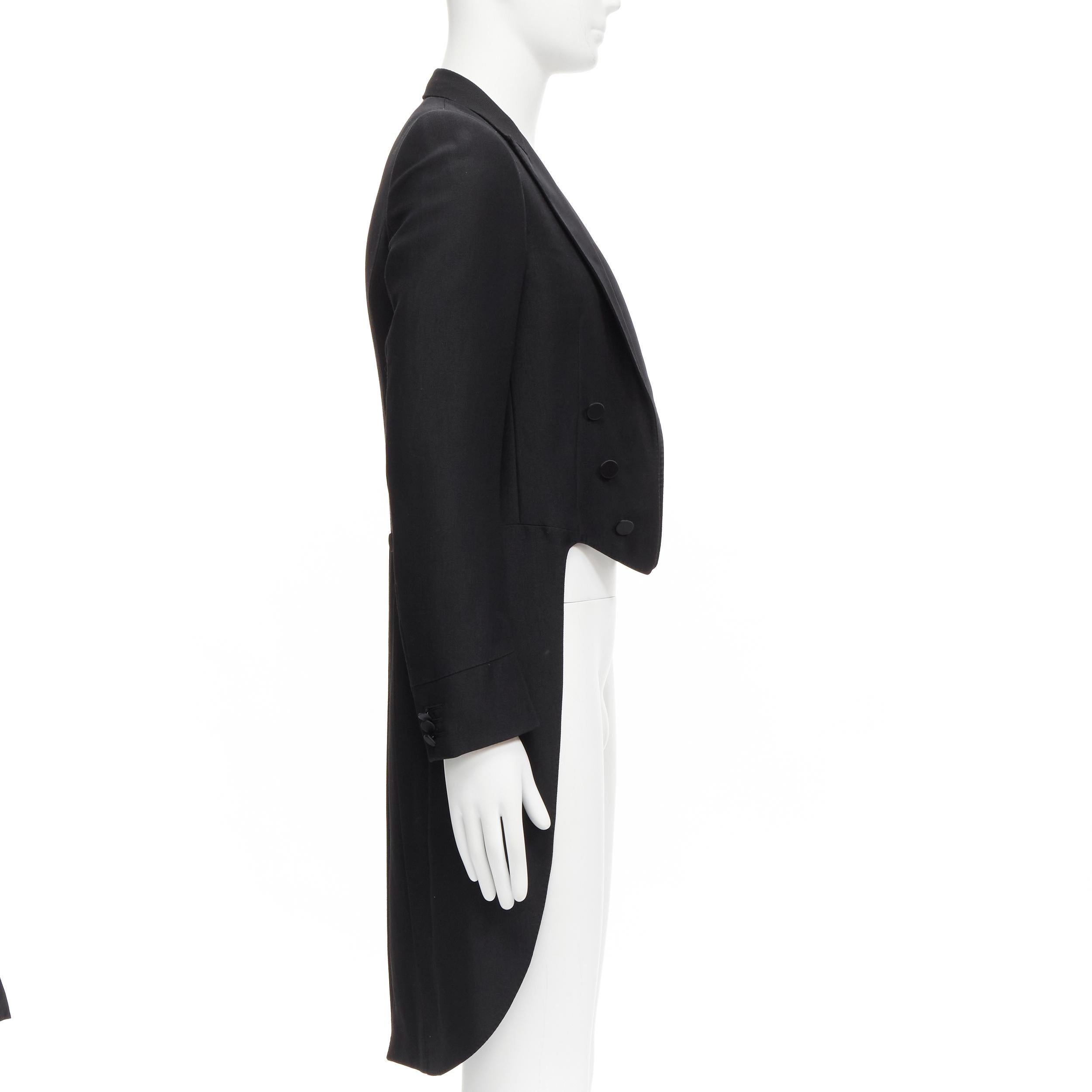 DIOR HOMME Hedi Slimane black peak satin lapel tuxedo tailcoat jacket FR46 S In Excellent Condition In Hong Kong, NT