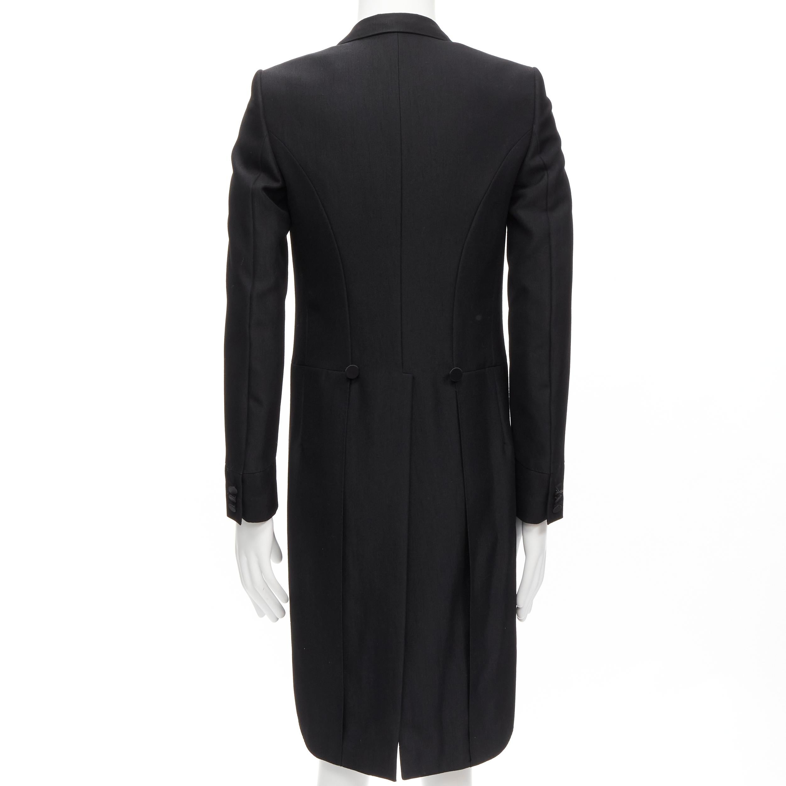 Men's DIOR HOMME Hedi Slimane black peak satin lapel tuxedo tailcoat jacket FR46 S