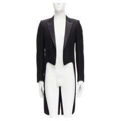 DIOR HOMME - Manteau de smoking à revers en satin et teck noir Hedi Slimane FR46 S