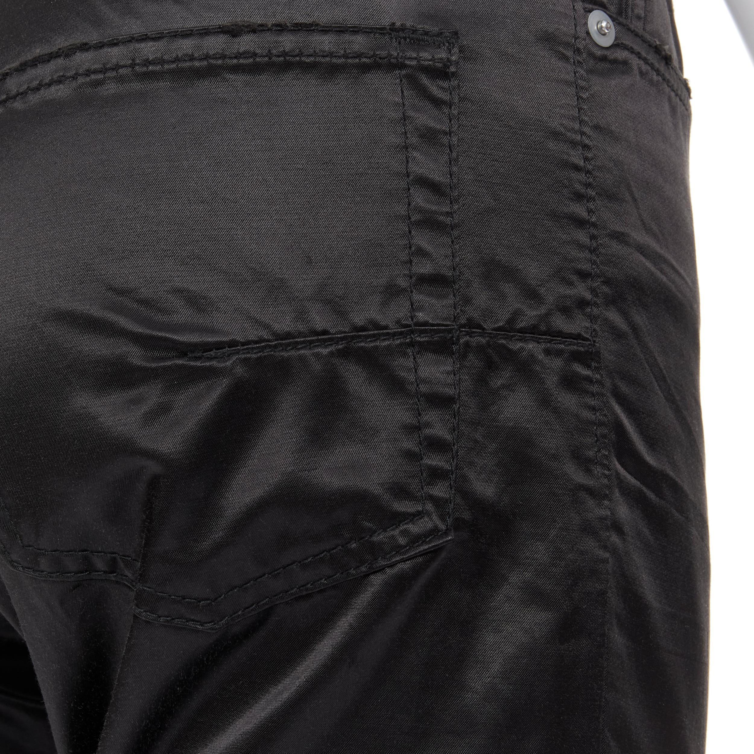DIOR HOMME Hedi Slimane black shiny cotton distressed 5 pocket slim trousers 27