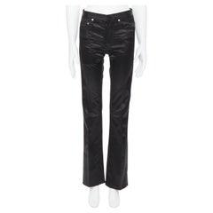 DIOR HOMME Hedi Slimane black shiny cotton distressed 5 pocket slim trousers 27"
