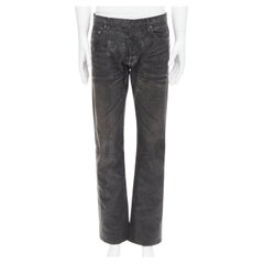 DIOR HOMME Hedi Slimane black wax coated  claw mark jeans 33"