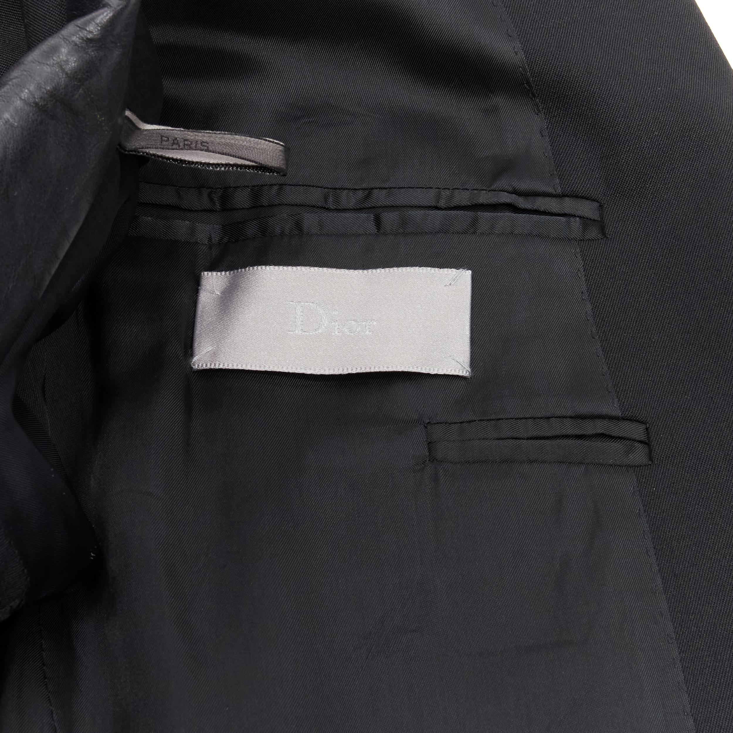 DIOR HOMME Hedi Slimane leather collar classic 2-button blazer jacket FR46 S 6
