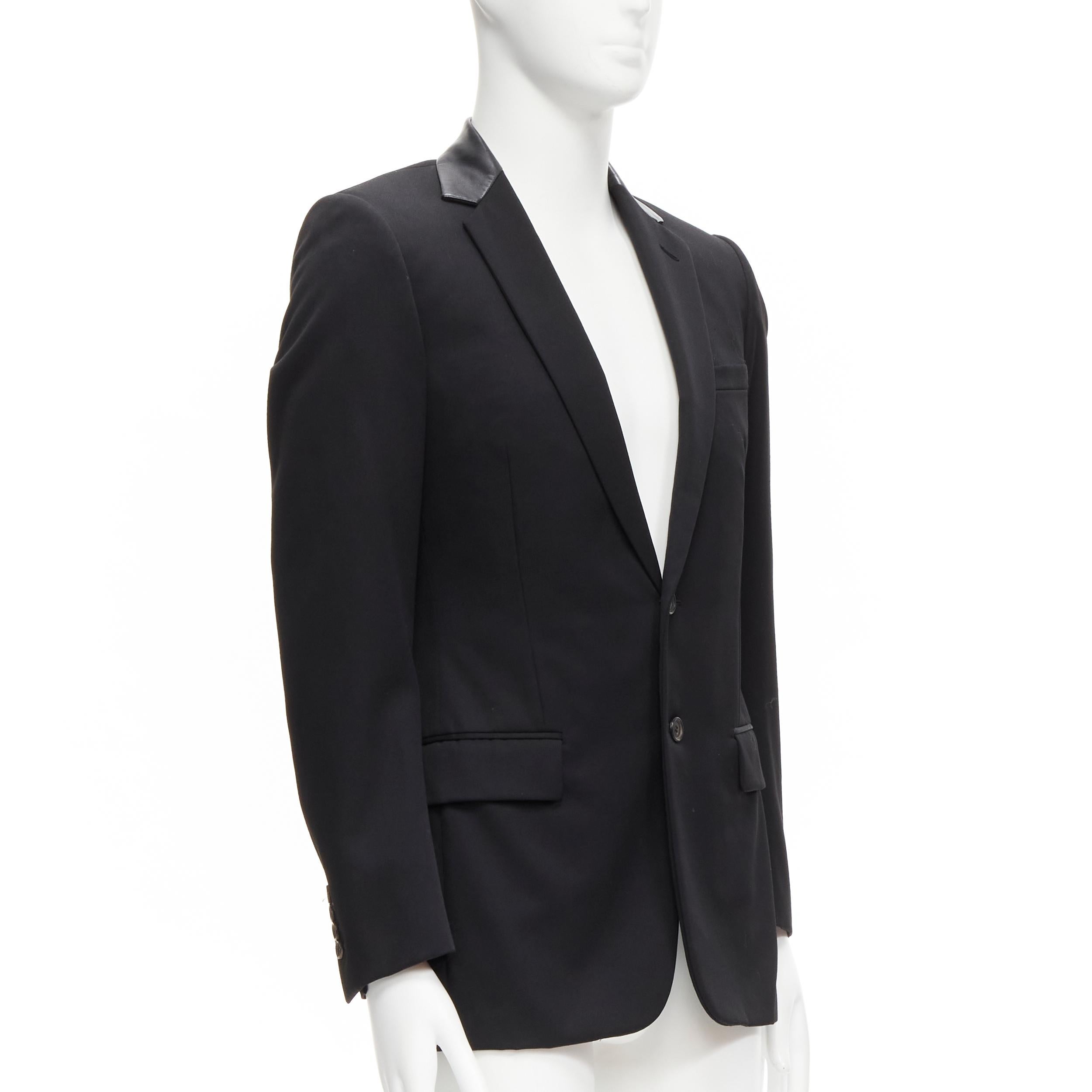 Men's DIOR HOMME Hedi Slimane leather collar classic 2-button blazer jacket FR46 S