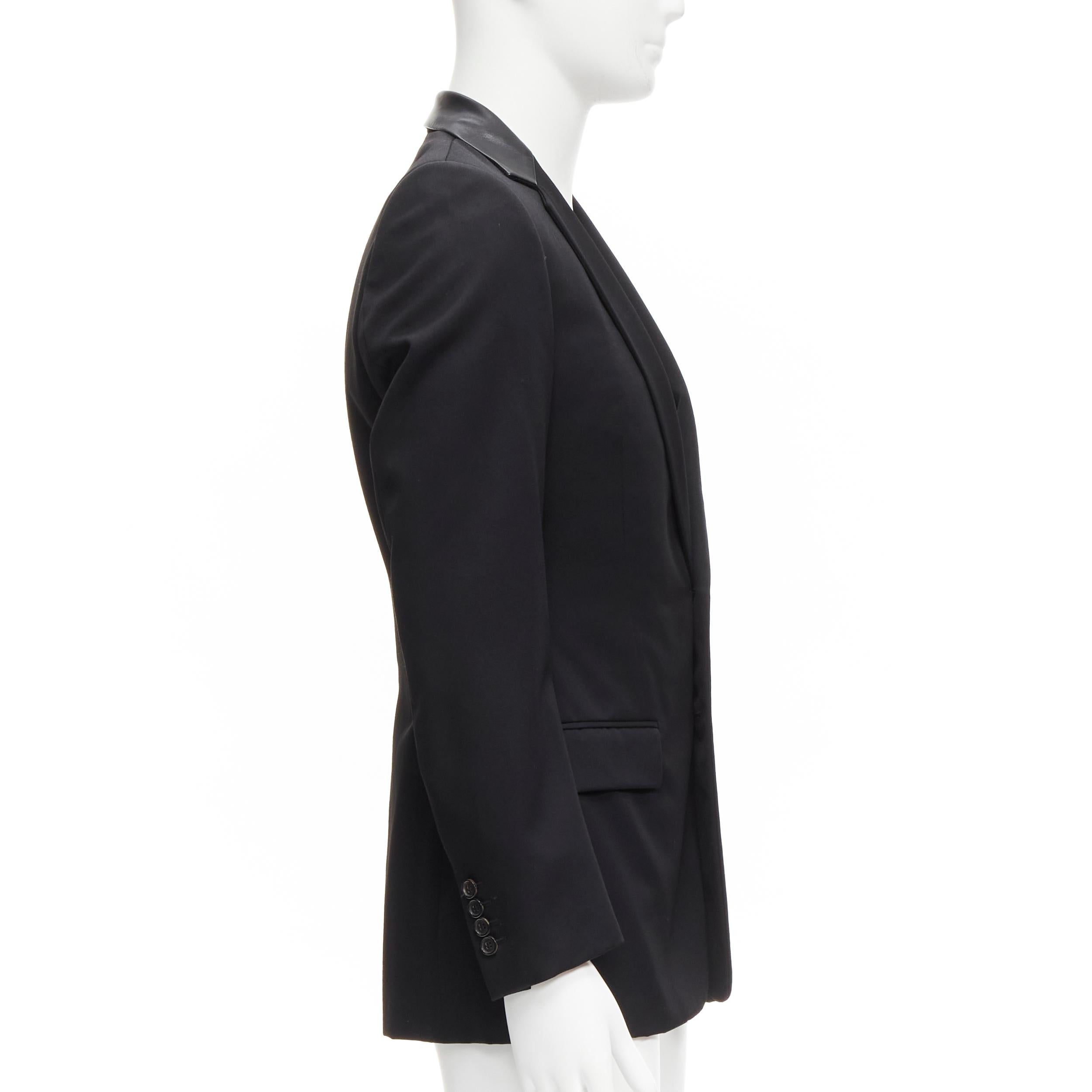 DIOR HOMME Hedi Slimane leather collar classic 2-button blazer jacket FR46 S For Sale 1