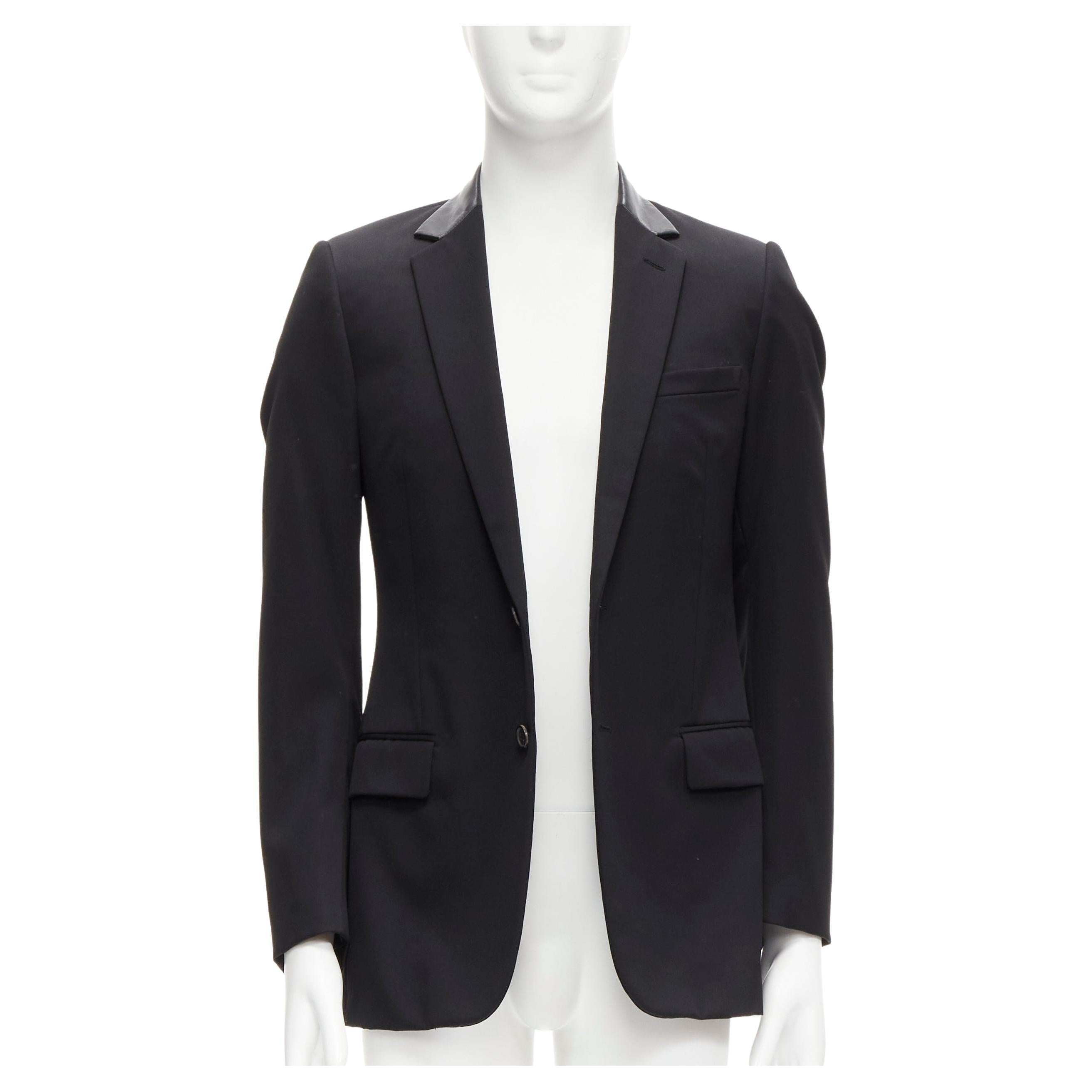 DIOR HOMME Hedi Slimane leather collar classic 2-button blazer jacket FR46 S For Sale