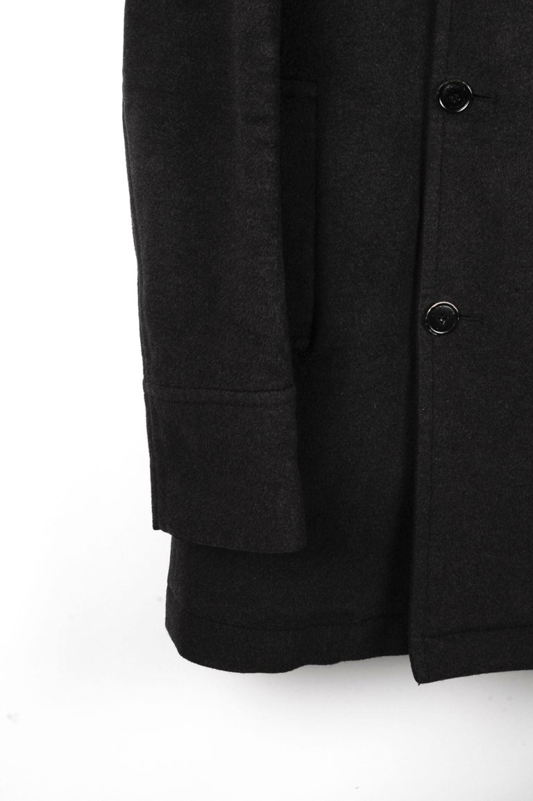 Dior Homme Hedi Slimane Leather Details Peacoat Men Coat Size 48IT (M/L) In Good Condition For Sale In Kaunas, LT