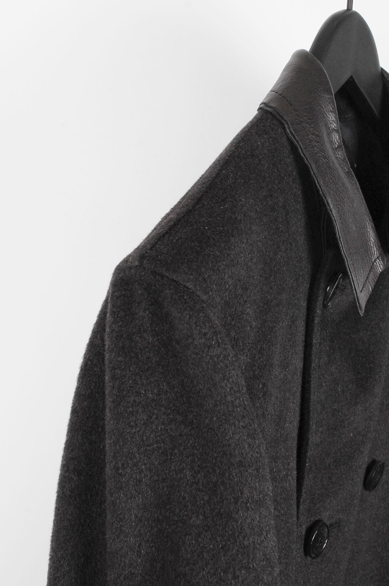 Dior Homme Hedi Slimane Leather Details Peacoat Men Coat Size 48IT (M/L) In Good Condition In Kaunas, LT