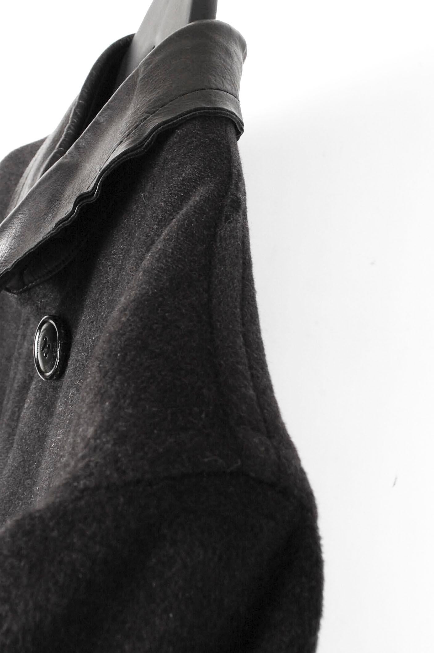 Men's Dior Homme Hedi Slimane Leather Details Peacoat Men Coat Size 48IT (M/L)