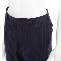 DIOR HOMME Hedi Slimane navy 100% virgin wool pinstripe dress pants FR44 XS