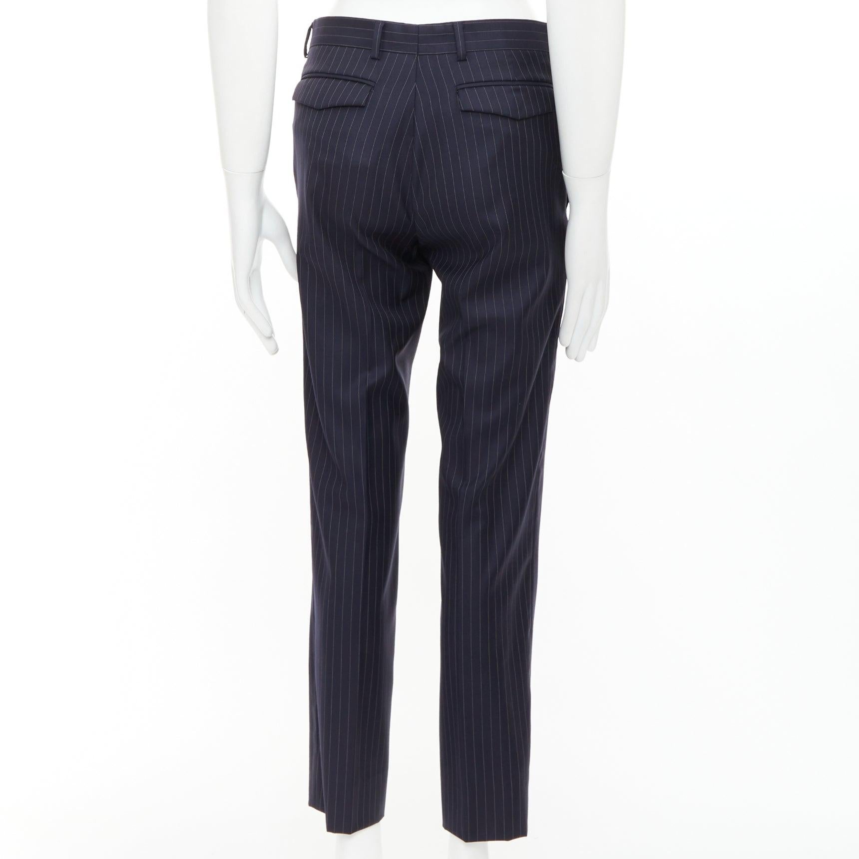 Uomo DIOR HOMME Hedi Slimane pantaloni gessati in 100% lana vergine FR44 XS in vendita