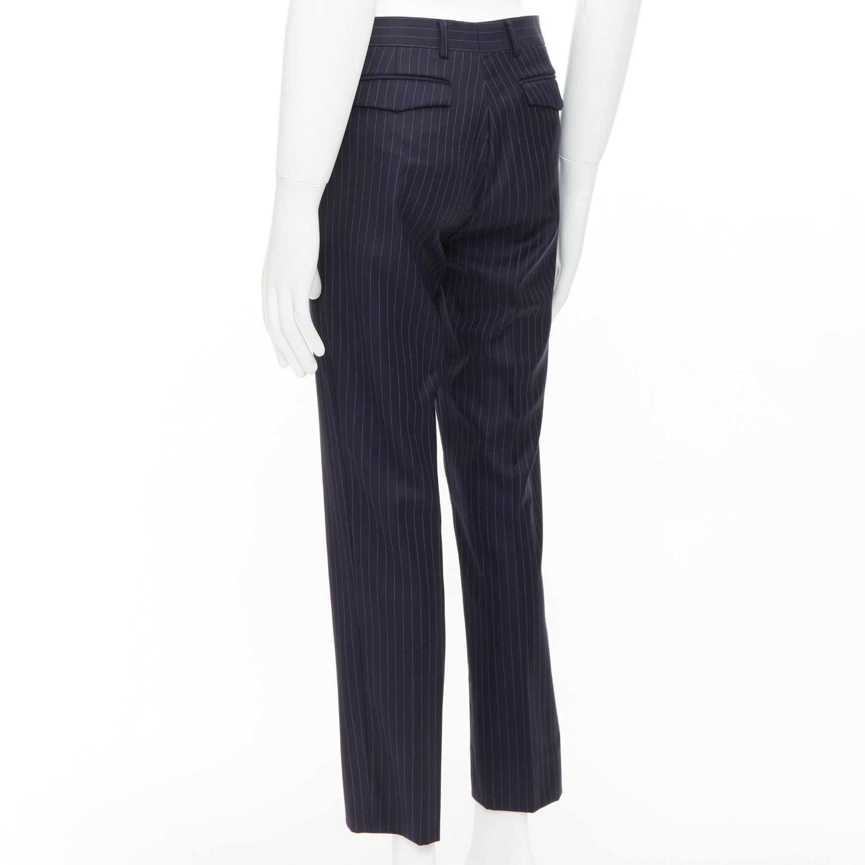 DIOR HOMME Hedi Slimane pantaloni gessati in 100% lana vergine FR44 XS in vendita 1