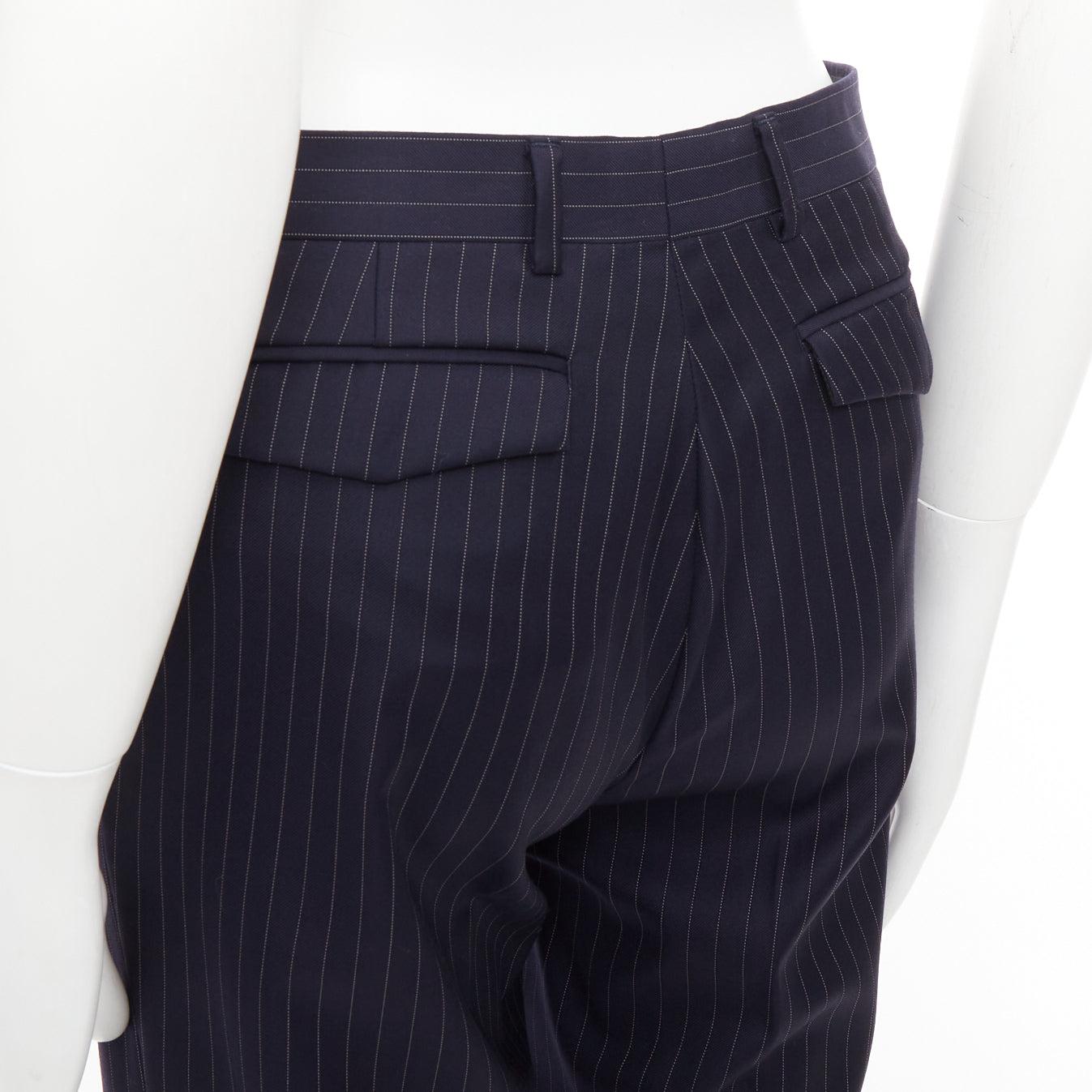 DIOR HOMME Hedi Slimane pantaloni gessati in 100% lana vergine FR44 XS in vendita 2
