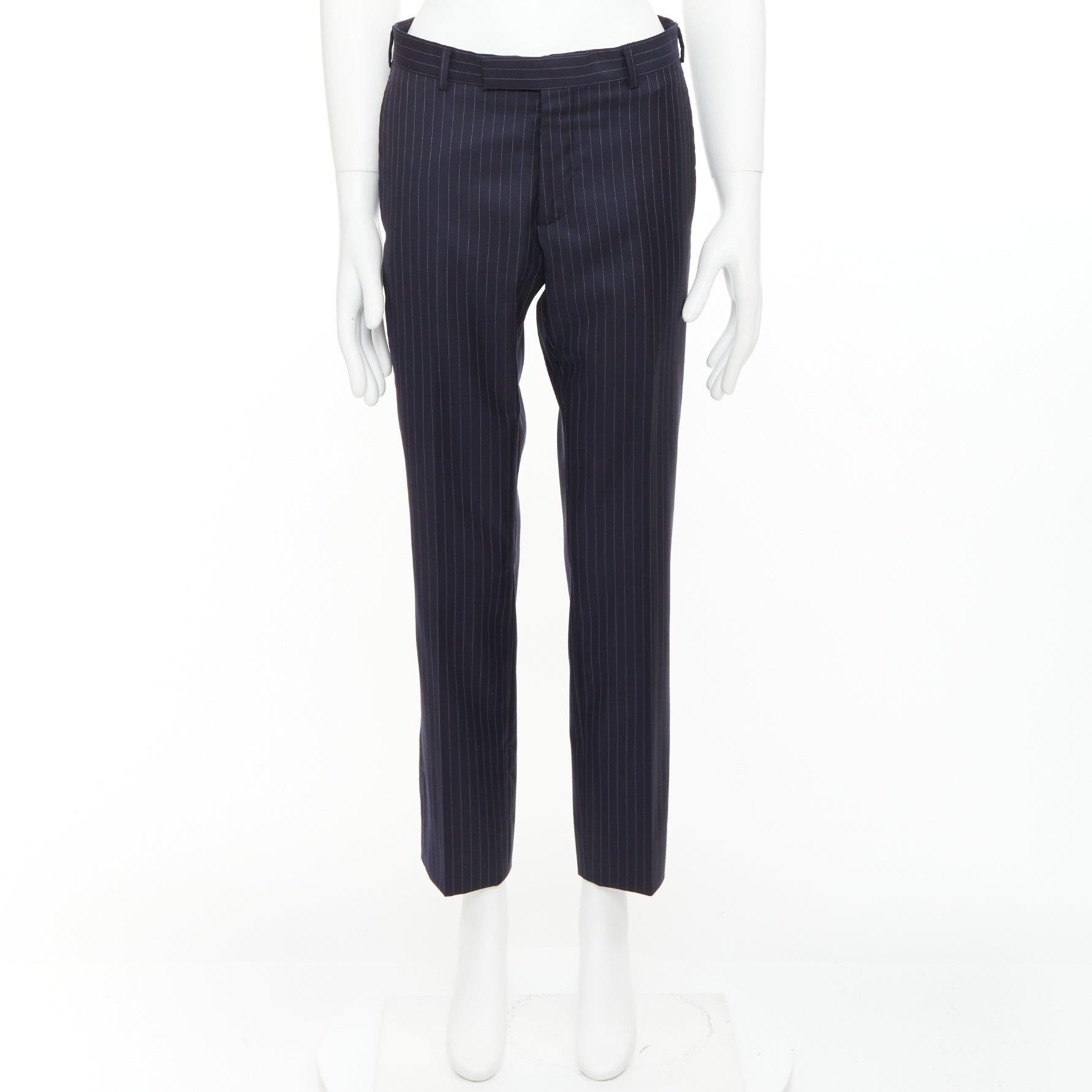 DIOR HOMME Hedi Slimane pantaloni gessati in 100% lana vergine FR44 XS in vendita 4