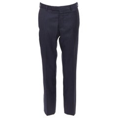 DIOR HOMME Hedi Slimane navy 100% virgin wool pinstripe dress pants FR44 XS