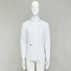 DIOR HOMME Hedi Slimane white cotton black bee embroidery shirt EU38 S