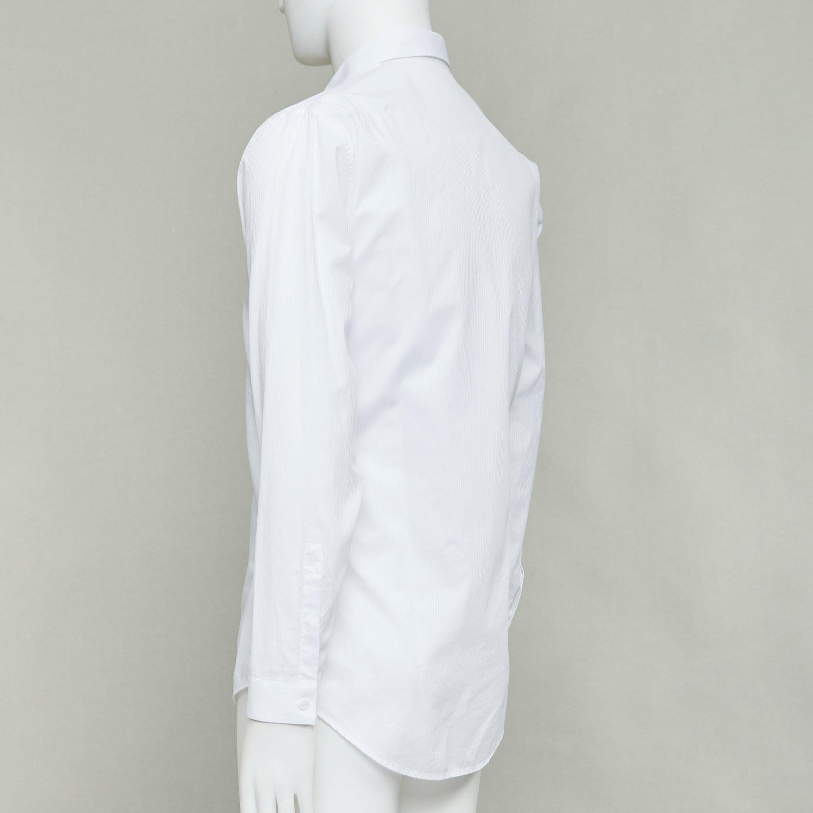 DIOR HOMME Hedi Slimane camisa bordada abeja algodón blanco negro EU38 S en venta 1