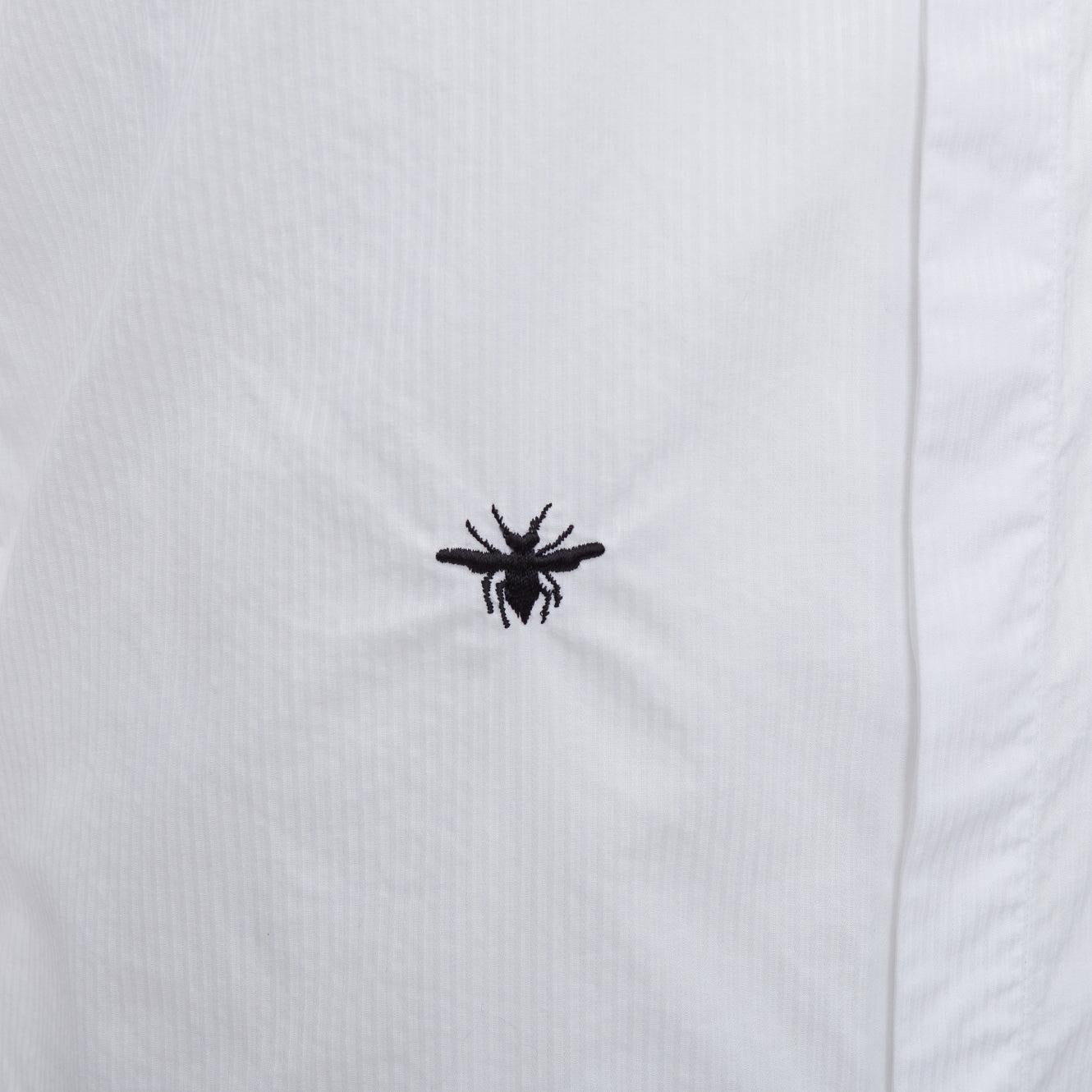 DIOR HOMME Hedi Slimane camisa bordada abeja algodón blanco negro EU38 S en venta 2