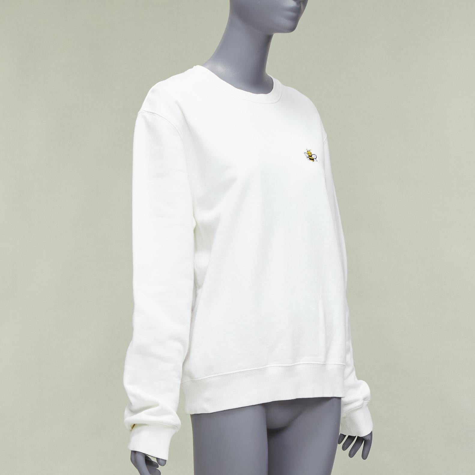 DIOR HOMME Kaws cream yellow cross eye bee embroidery crew sweatshirt L In Good Condition For Sale In Hong Kong, NT