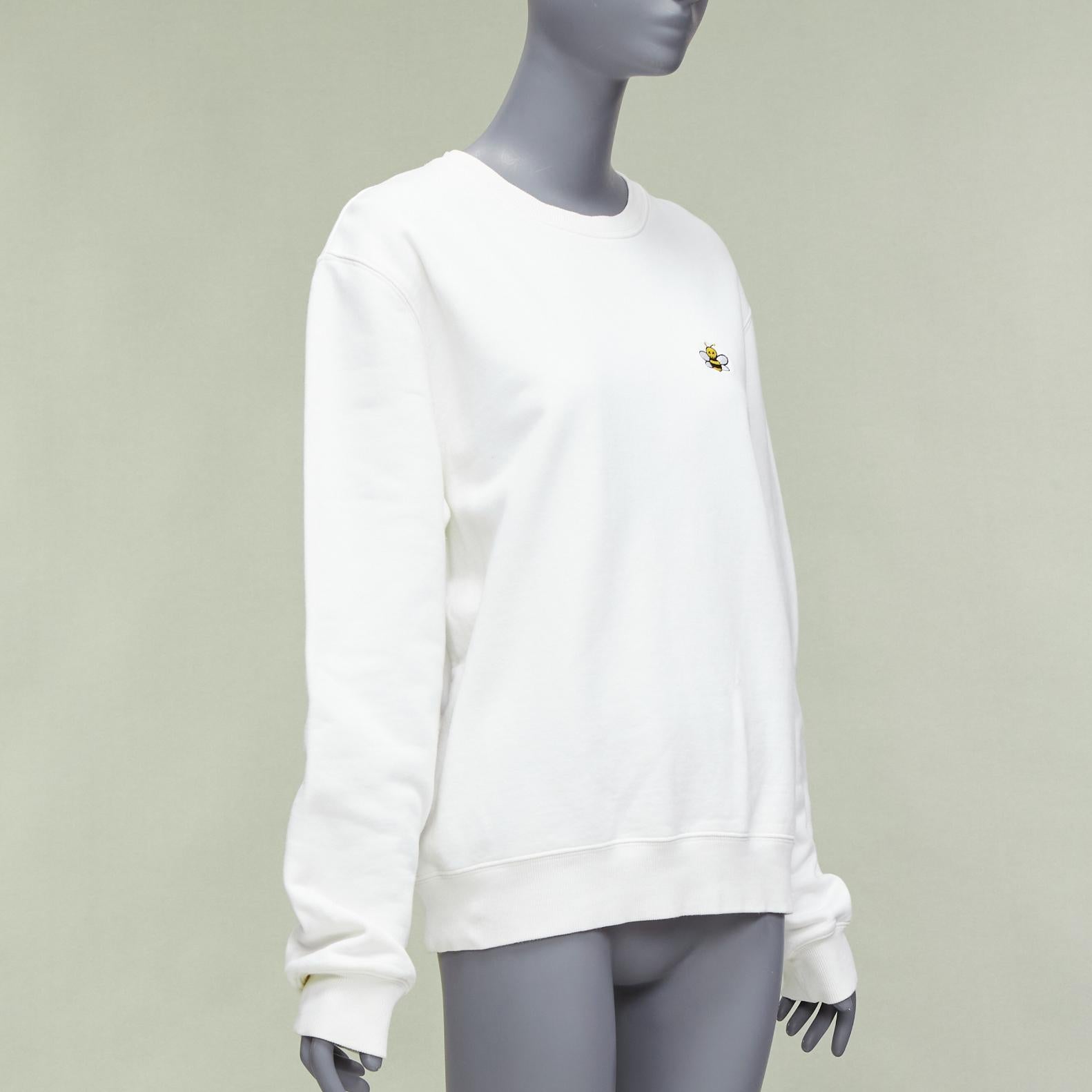 White DIOR HOMME Kaws cream yellow cross eye bee embroidery crew sweatshirt L