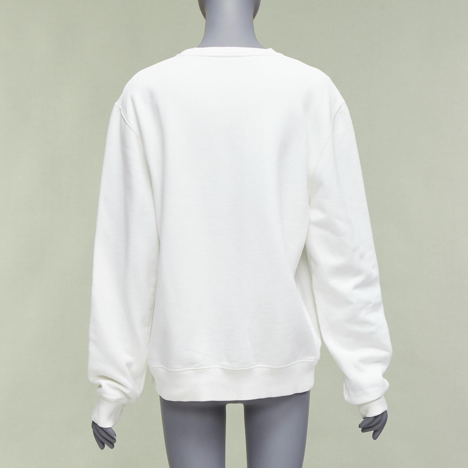 Men's DIOR HOMME Kaws cream yellow cross eye bee embroidery crew sweatshirt L