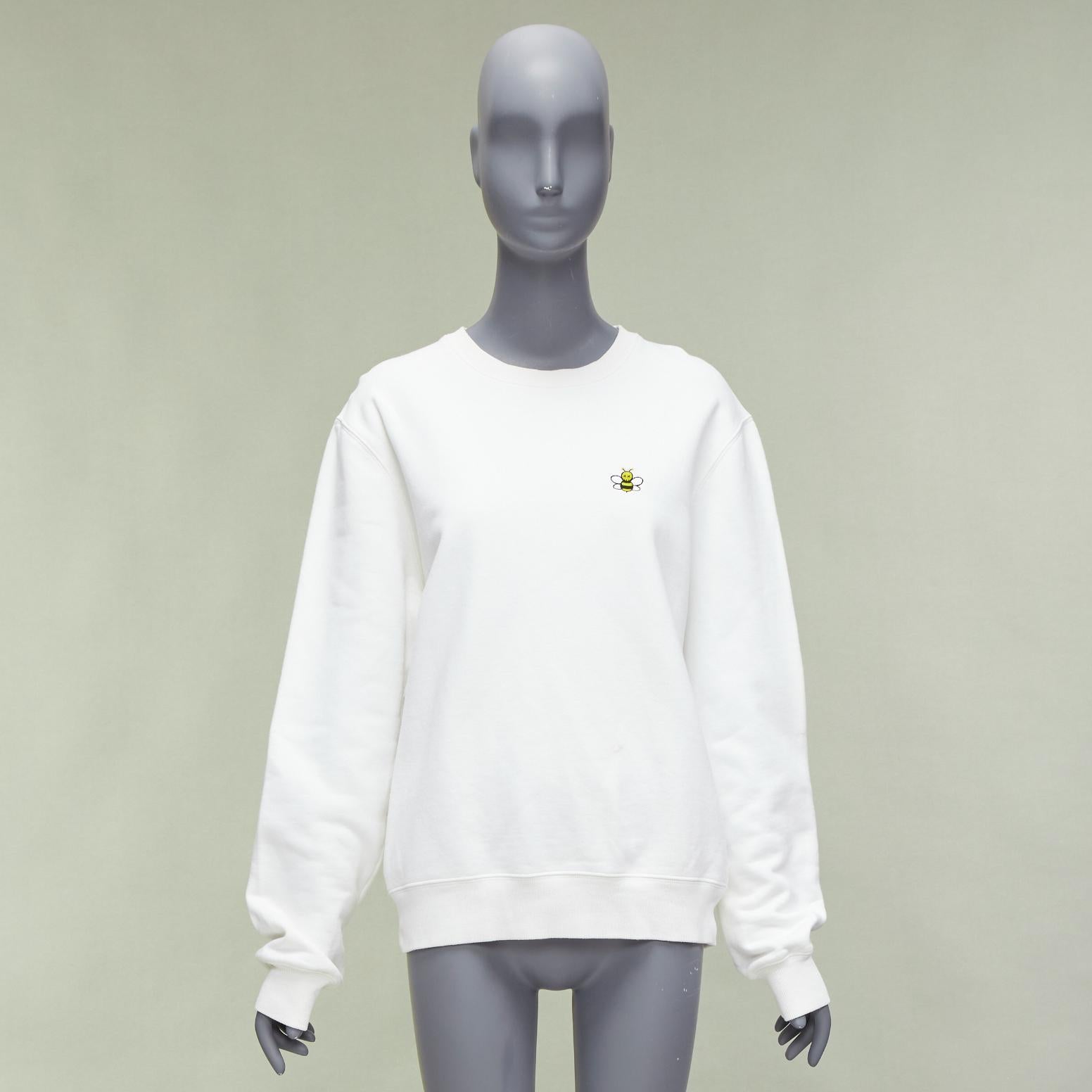 DIOR HOMME Kaws cream yellow cross eye bee embroidery crew sweatshirt L 4