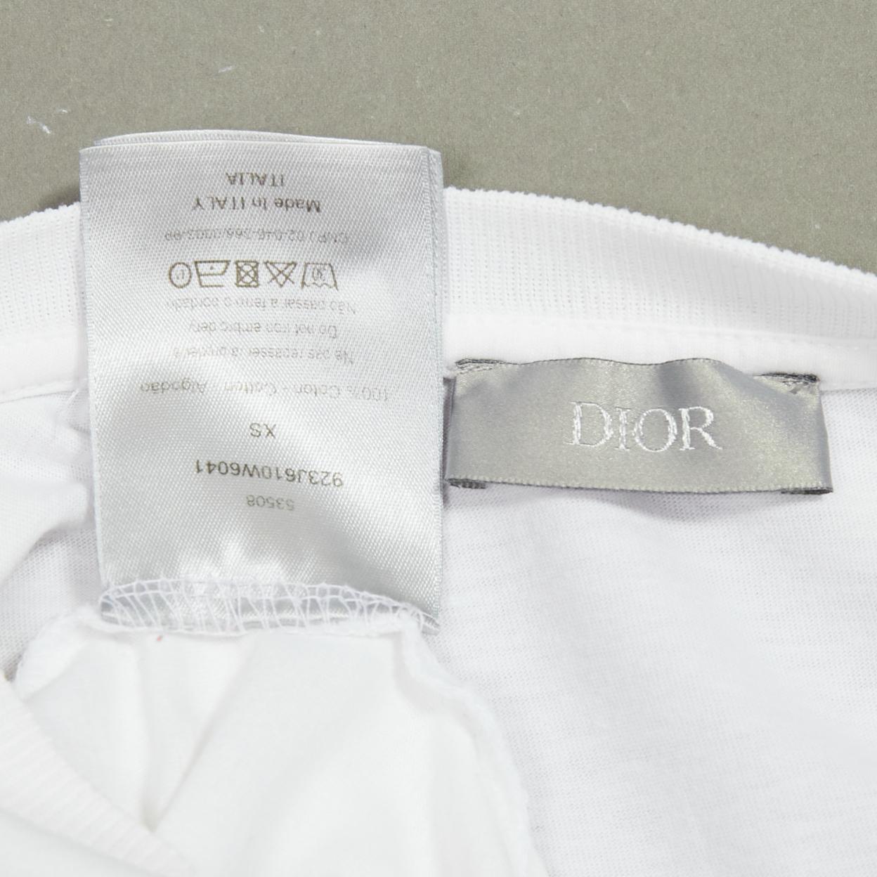 DIOR HOMME Kaws white yellow cross eye logo bee embroidery tshirt XS For Sale 3