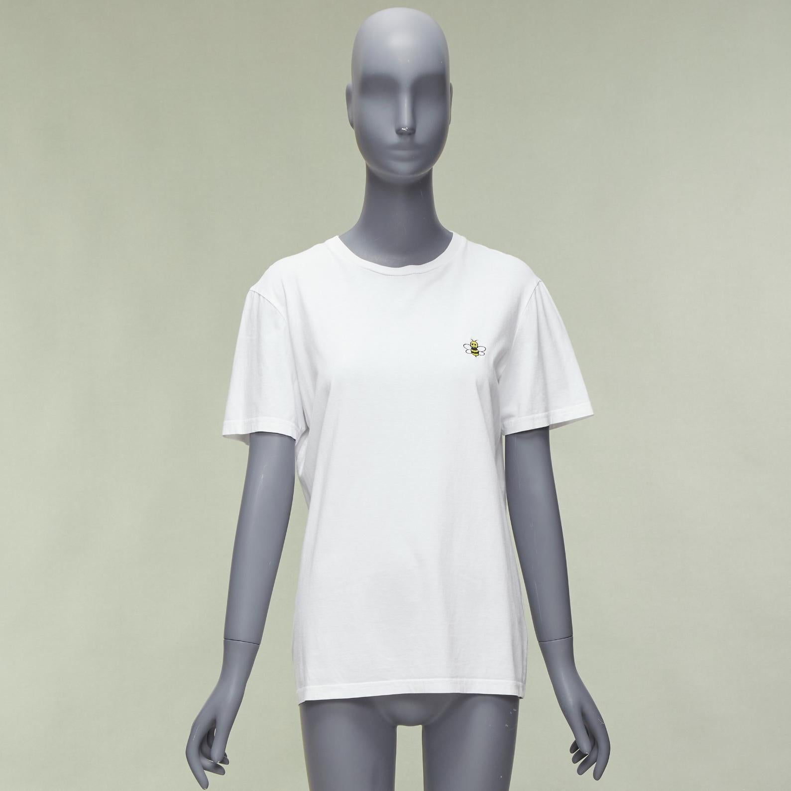 DIOR HOMME Kaws white yellow cross eye logo bee embroidery tshirt XS For Sale 5