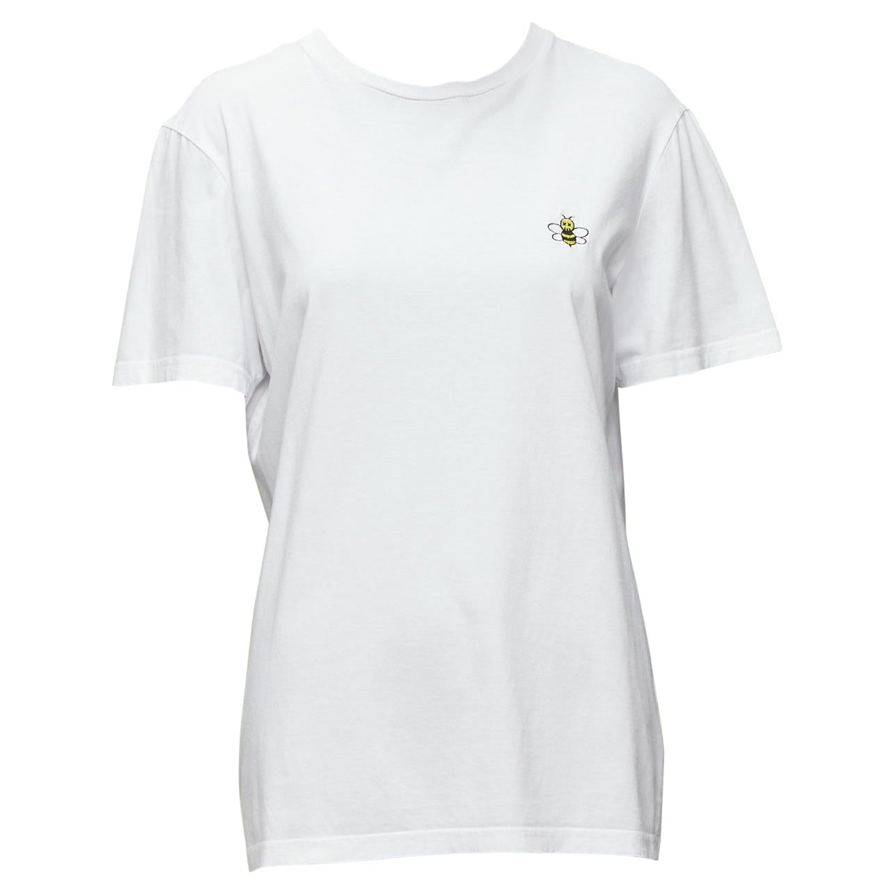 DIOR HOMME KAWS, tshirt bianca, gialla, con ricamo ape e occhi incrociati XS
