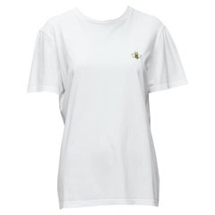 DIOR HOMME KAWS, tshirt bianca, gialla, con ricamo ape e occhi incrociati XS